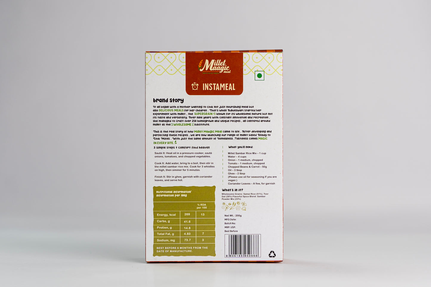 Millet Sambar Rice Mix 200g
